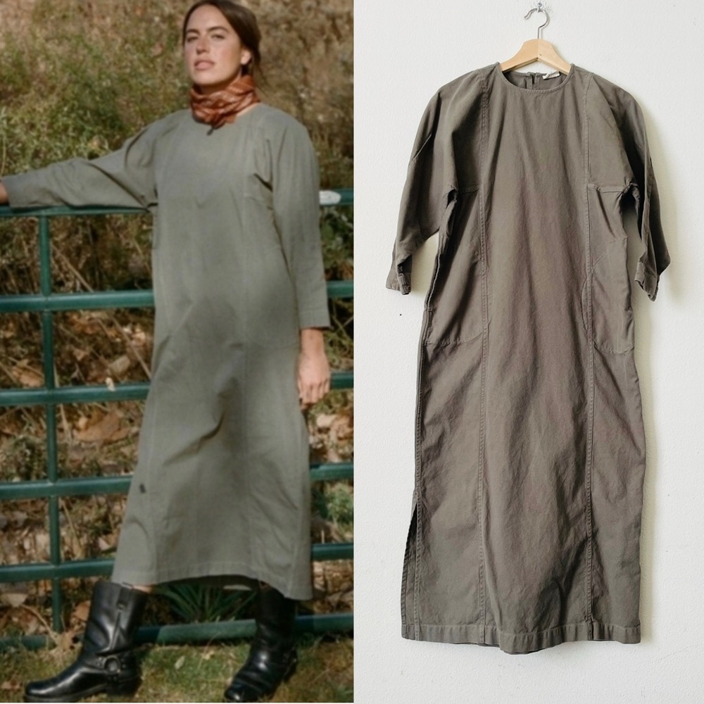 Mirth SMALL Curacao Canvas midi / maxi dress in Turtle green brown